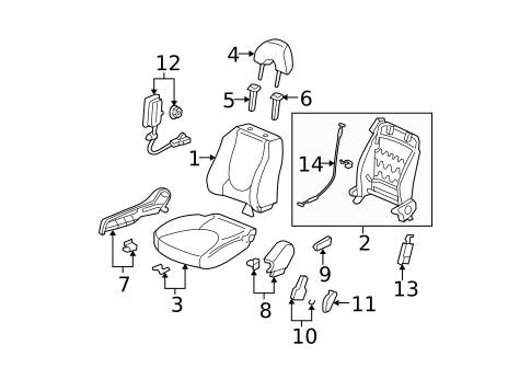 Front Seat Components for 2008 Honda Fit #1