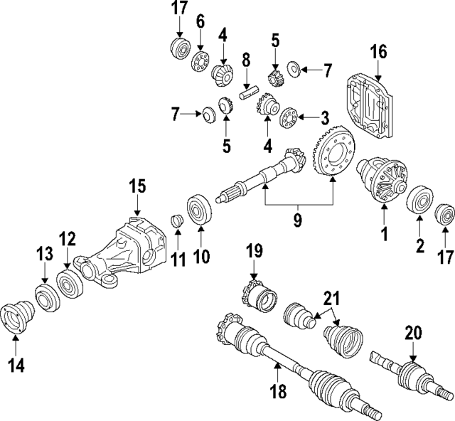 3842521W0B - Universals &amp; Rear Axle: Pinion Gear for INFINITI: Q70, Q70L, QX50, QX70 Image