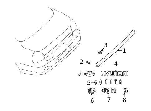 Exterior Trim - Trunk for 2001 Hyundai Sonata #0