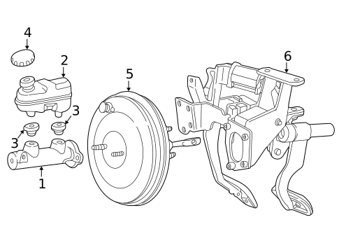 Master Cylinder - Components On Dash Panel for 2004 Lincoln Town Car #0
