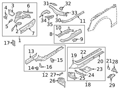Structural Components & Rails for 2023 Audi RS5 Sportback #0