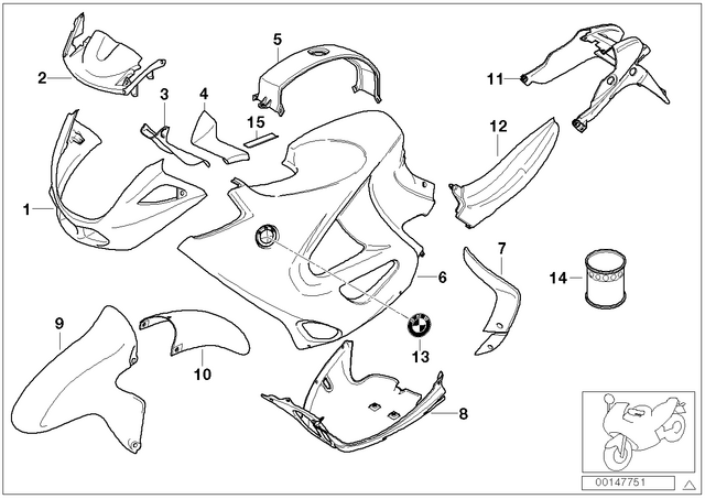 46637659296 - Body Equipment: Trim Upper Prime Coated -  for BMW-Motorrad Image