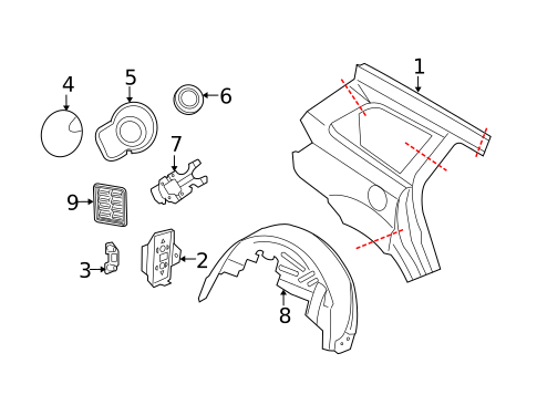Quarter Panel & Components for 2017 Dodge Journey #0