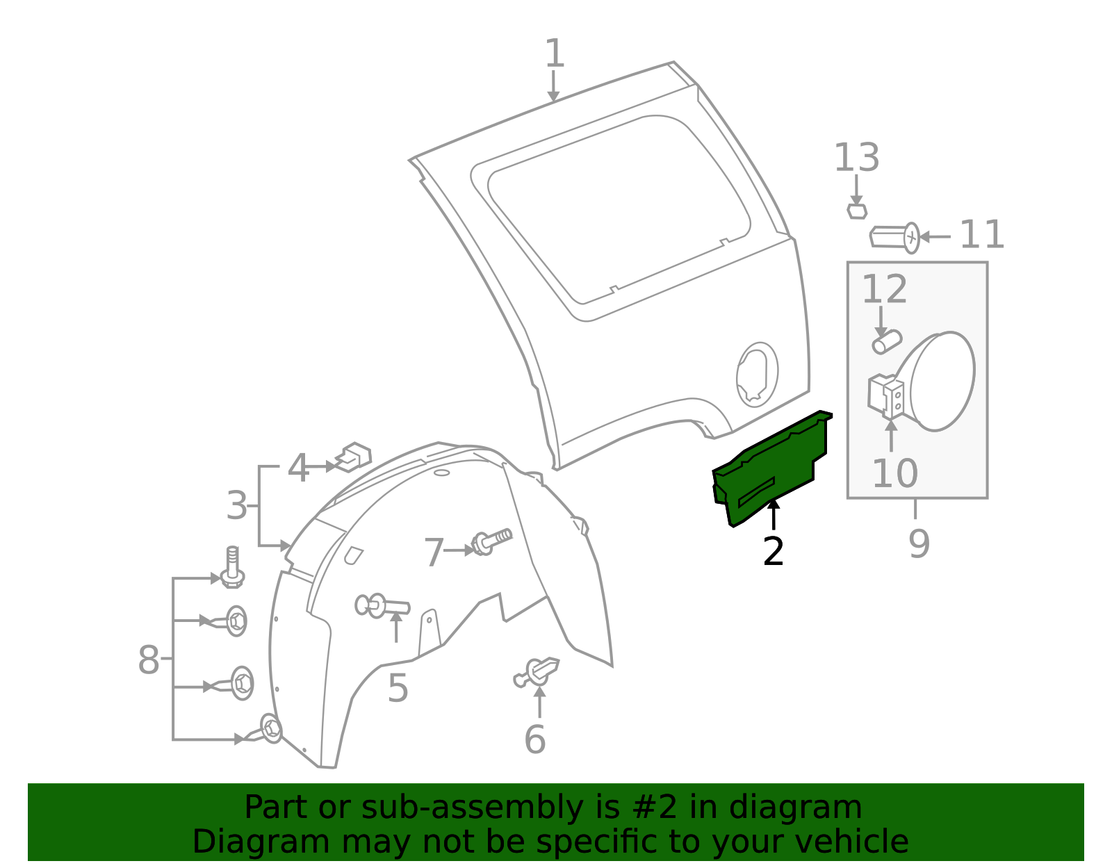 2007-2014 GM Passenger Side Body Side Outer Panel Filler 25997546 GM ...