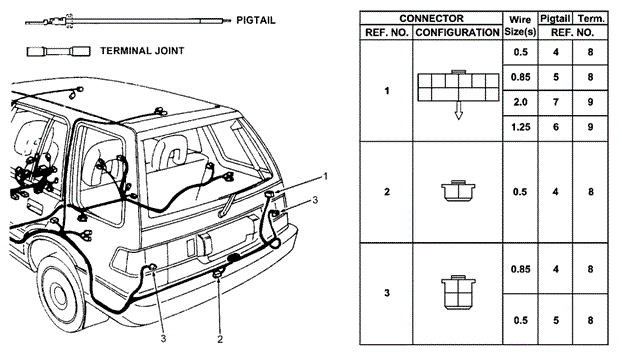 Electrical Connectors (RR.) for 1991 Honda Civic #0