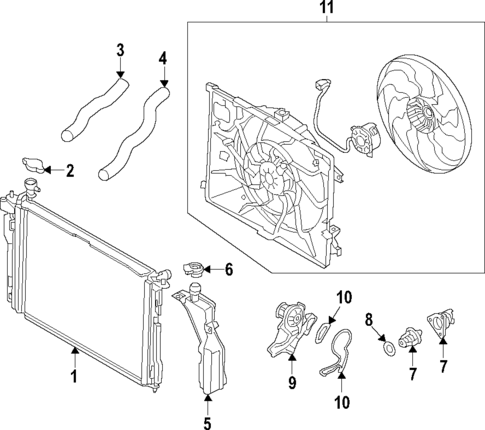 Radiator & Components for 2020 Kia K900 #1