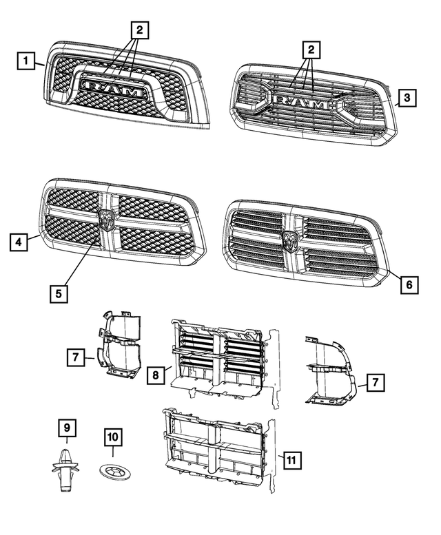 5QX141XJAA - Exterior Ornamentation: Radiator Grille for Ram: 1500 Classic Image
