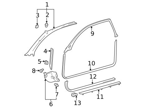 Interior Trim - Pillars for 2000 Toyota Solara #0