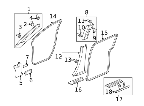 Interior Trim - Pillars for 2008 Honda Odyssey #0