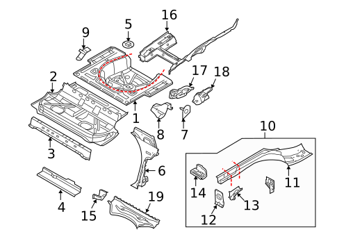 Rear Floor & Rails for 2010 Volkswagen Jetta #1