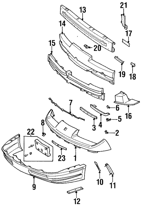 Bumper & Components - Front for 1991 Saturn SL2 #0