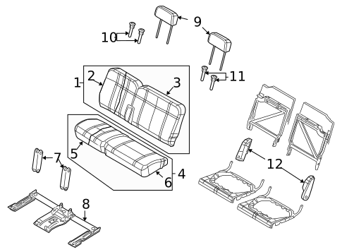 Rear Seat Components for 2008 Chrysler Aspen #1