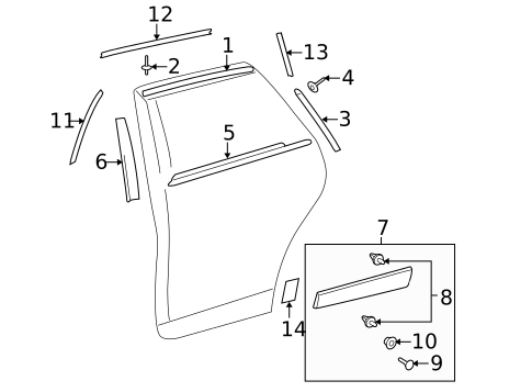 Exterior Trim - Rear Door for 2013 Toyota Venza #0