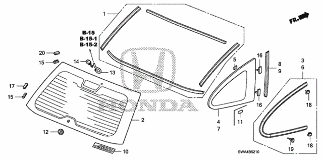 Rear Windshield - Quarter Windows for 2007 Honda CR-V #0