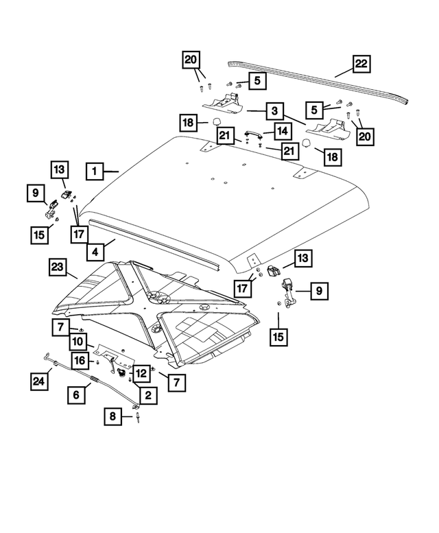 « 68170741AC – Body Sheet Metal Except Doors : Capot pour Mopar Image »
