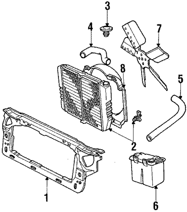 E7AZ8005E - Cooling System: Radiator for Ford: Country Squire, LTD, LTD Crown Victoria | Lincoln: Continental, Town Car | Mercury: Colony Park, Grand Marquis, Marquis Image