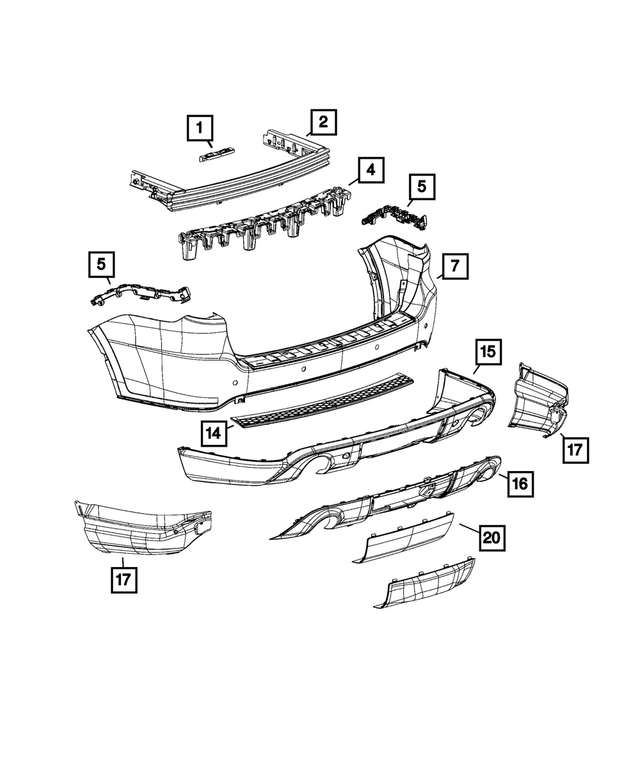 6DQ33GW7AA - Frame, Bumper and Fascia: Rear Lower Fascia for Mopar Image image