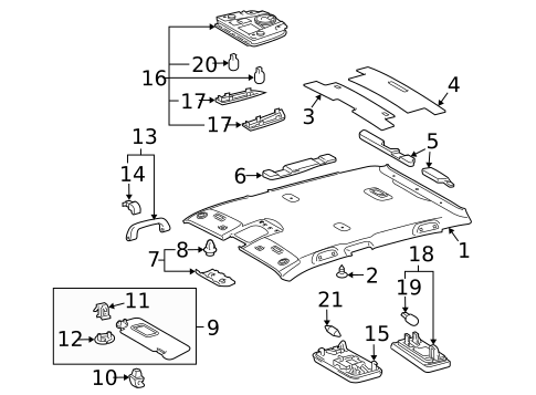 Interior Trim - Roof for 2012 Toyota Prius Plug-In #1