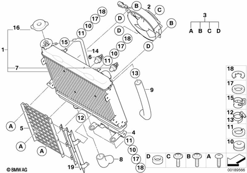 Engine Radiator with Mounting Hardware for 2008 BMW-Motorrad G 450 X #0