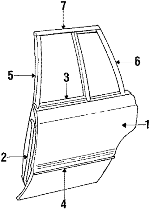 Exterior Trim - Rear Door for 1984 Chrysler Executive Sedan #0