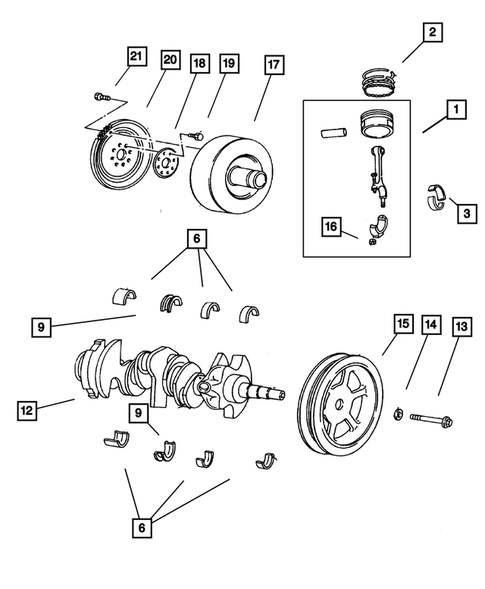 Crankshaft, Piston and Torque Converter for 2001 Chrysler Voyager #0
