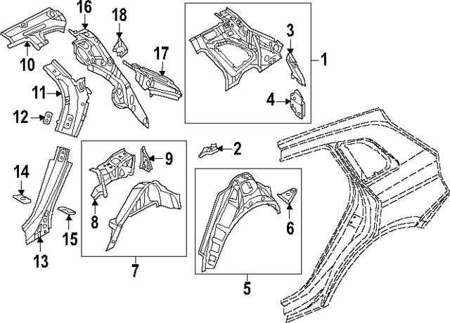 80A809052STL - Body: Inner Panel for Audi Image