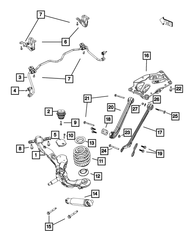 68317229AA - Rear Suspension: Hex Head Bolt for Mopar Image