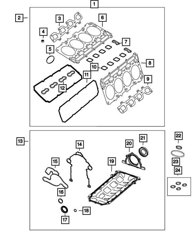 68312489AB - 6.4L Gas; Engine: Long Block Engine Gasket Kit for Mopar Image