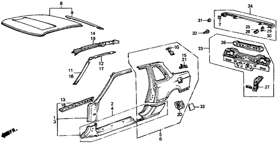 Outer Panel for 1984 Honda Prelude #0