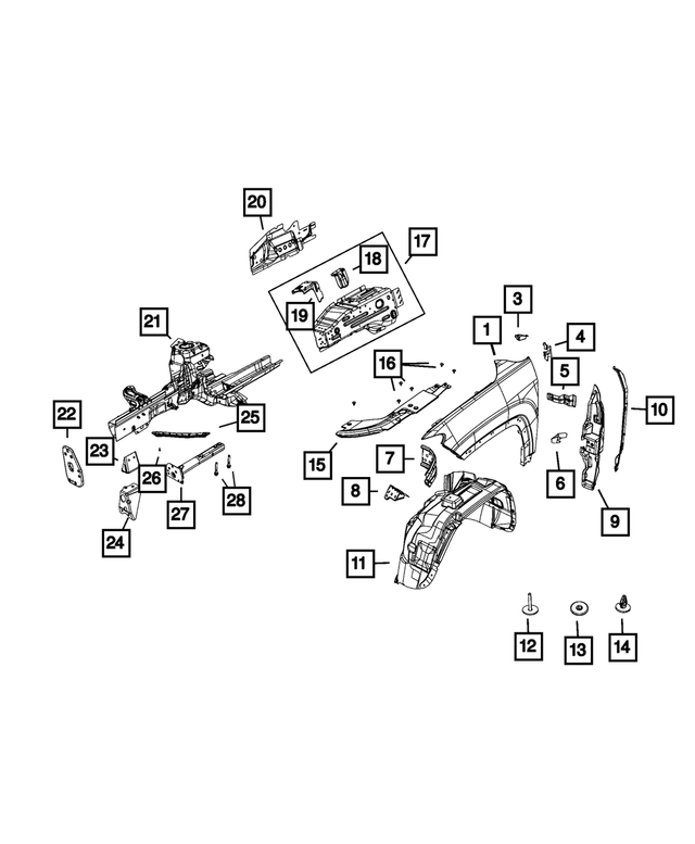 68430056AA - Body Sheet Metal Except Doors: Fender, Right for Jeep: Compass Image