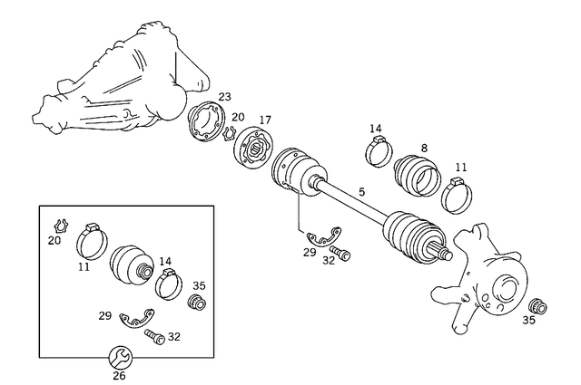 1249973090 - Rear Axle: Binder for Mercedes-Benz: 190D, 190E, 220, 220D, 230, 240D, 260E, 280, 280C, 280CE, 280E, 280S, 280SE, 280SEL, 300CE, 300D, 300E, 300SD, 300SE, 300SEL, 300SL, 300TD, 300TE, 350SL, 380SE, 380SEC, 380SEL, 380SL, 380SLC, 400E, 400SE, 400SEL, 450SE, 450SEL, 450SL, 450SLC, 500E, 500SEC, 500SEL, 500SL, 560SEC, 560SEL, 560SL, 600SEL, 600SL, S420 Image