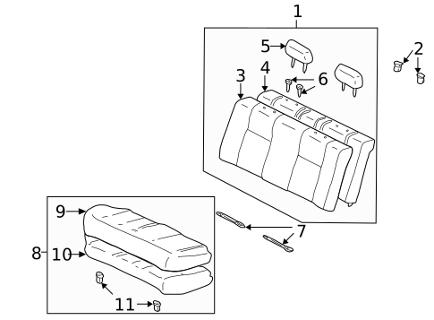 Rear Seat Components for 2003 Toyota Corolla #1