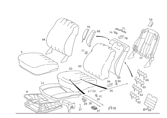 1249105922 - Front Seats: Cushion Frame for Mercedes-Benz Image image