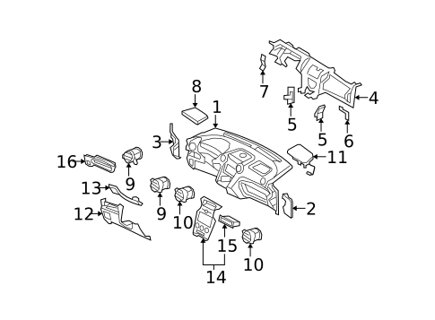 Instrument Panel Components for 2009 Kia Rondo #0