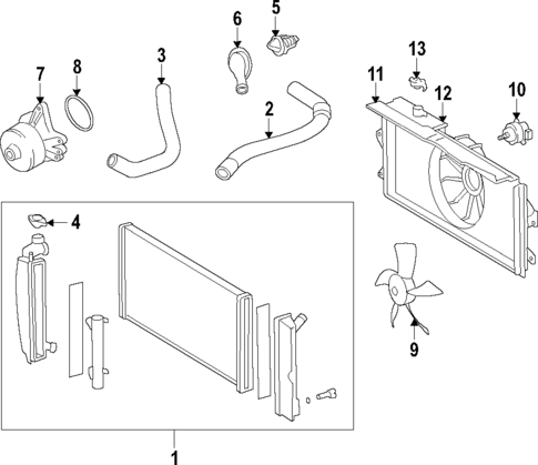 Radiator & Components for 2009 Pontiac Vibe #1