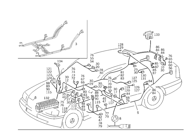 2024401908 - Electrical Equipment and Instruments: Wiring Harness for Mercedes-Benz: C220, C230, C280, C43 AMG Image image