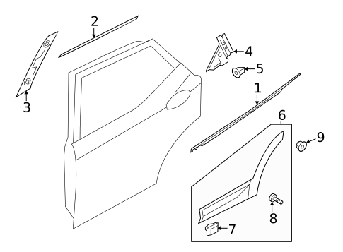 Exterior Trim - Rear Door for 2022 Hyundai Santa Fe #0