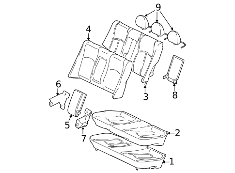 Rear Seat Components for 2009 Mercedes-Benz E 63 AMG&reg; #2