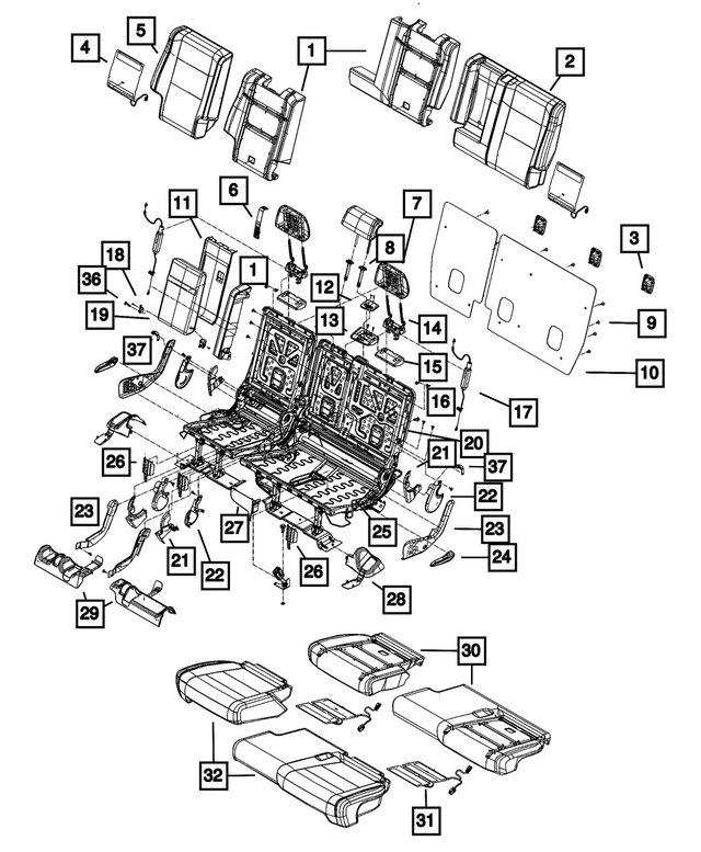 6RL65DX9AA - : Rear Seat Back Cover for Mopar Image