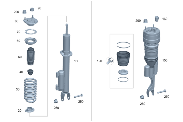 2383204101 - Springs, Suspension and Hydraulics: Shock-Absorber Strut for Mercedes-Benz: E400, E450, E53 AMG Image image