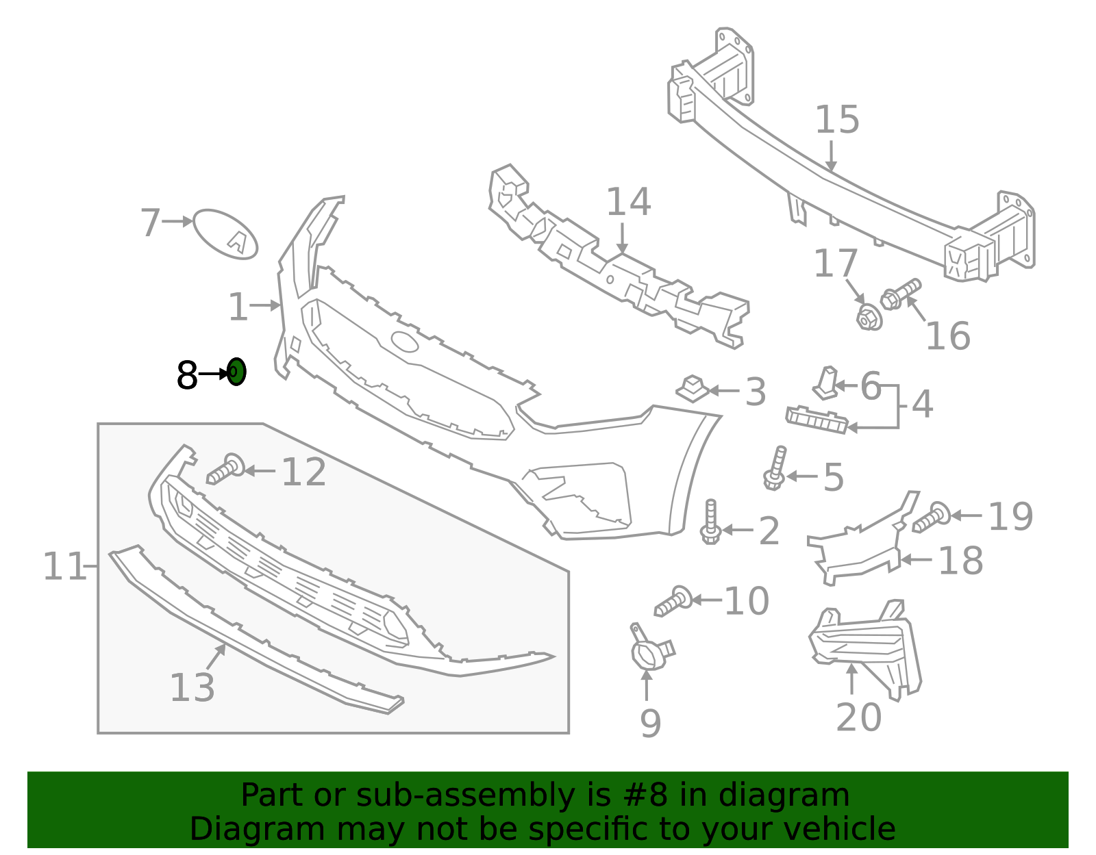 Rear Bumper Cover for 2014-2016 Kia Forte. OEM number 86611A7000