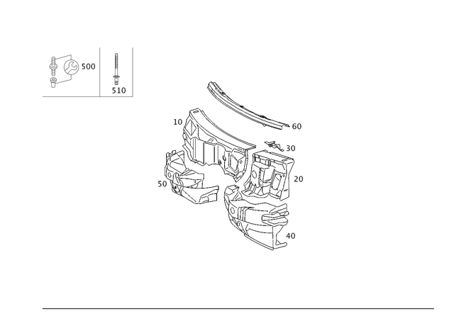 2036201308 - Cowl, Front Panel: Firewall for Mercedes-Benz: 180C, C230, C240, C280, C32 AMG, C320, C350, C55 AMG, CLK320, CLK350, CLK500, CLK55 AMG, CLK550, CLK63 AMG Image image