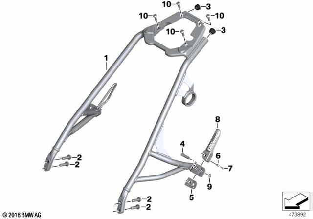 46518561799 - Frame and Mounting Parts: Passenger Seat Frame - Black for BMW-Motorrad Image