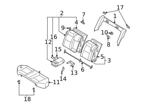 Rear Seat Components for 2003 Nissan Altima #0