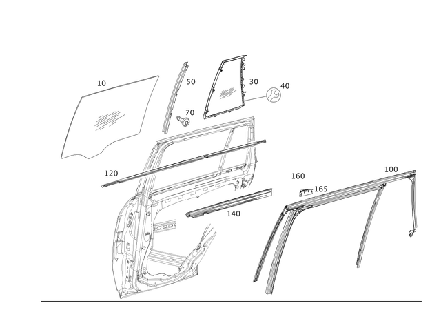 2047350510 - Rear Doors: Glass Pane for Mercedes-Benz Image image