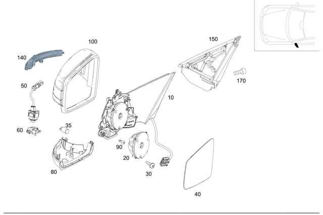 2128108500 - Driver Door: Mirror Frame for Mercedes-Benz: E250, E350, E400, E550, E63 AMG, E63 AMG S Image image