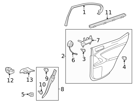 Interior Trim - Rear Door for 2009 Lexus IS F #0