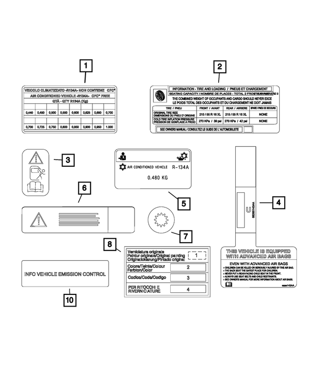 68454811AA - Labels: Tire Information Label for Mopar Image