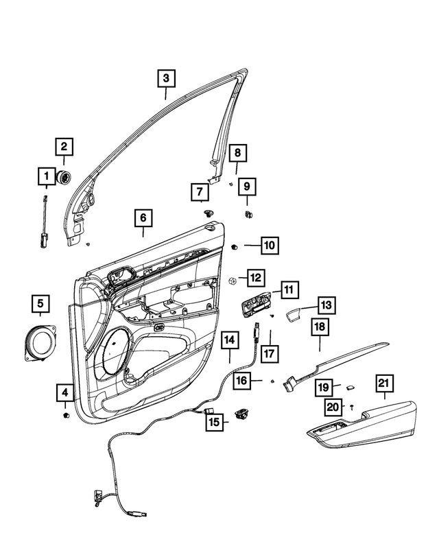 6DY623V5AF - : Front Door Trim Panel Assembly, Right for Mopar Image