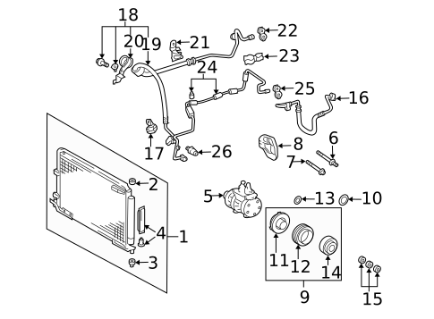 Condenser, Compressor & Lines for 2003 Toyota Avalon #0